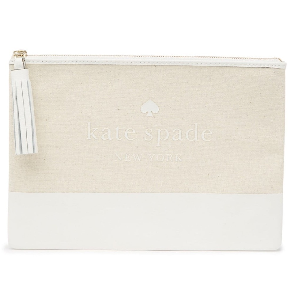 Kate Spade ash street logo large tassel clutch